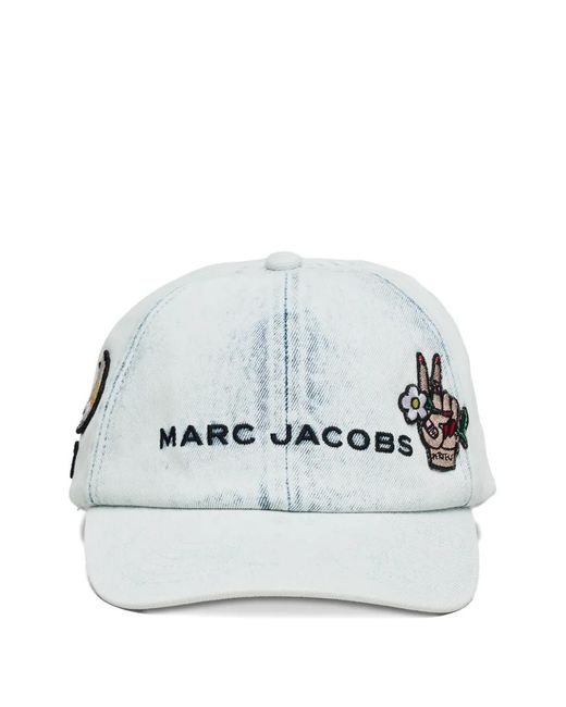 Marc Jacobs White Tattoo-Appliqué Denim Cap