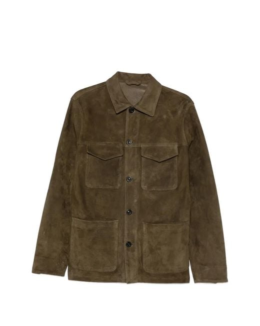 Boglioli Green Leather Jacket for men