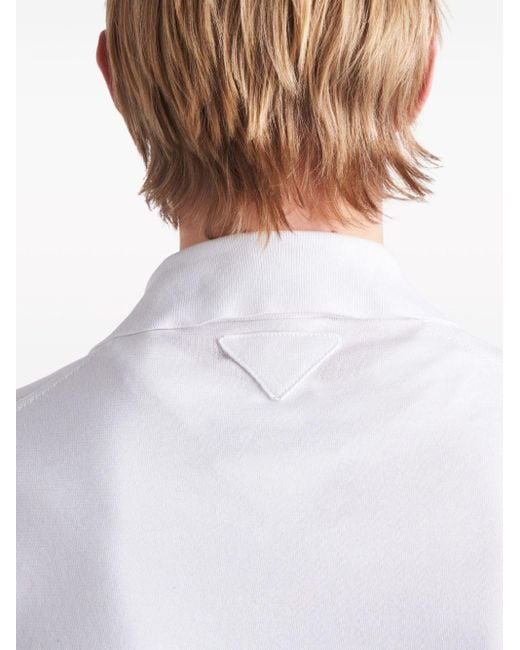 Prada Poloshirt mit Triangel-Logo in White für Herren