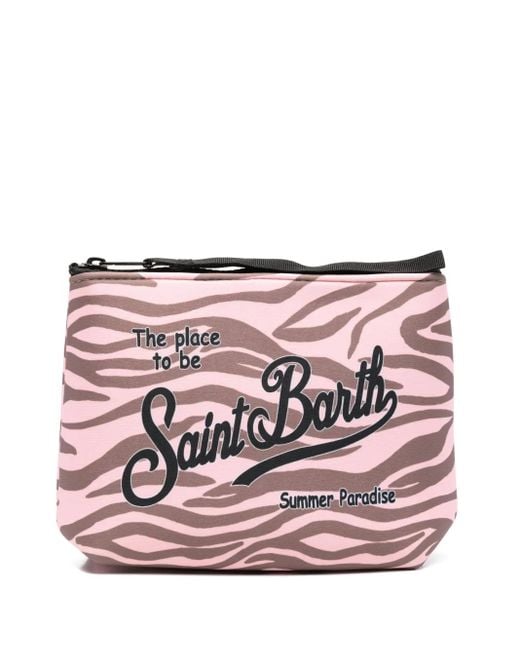 Mc2 Saint Barth Pink Logo-Print Make Up Bag