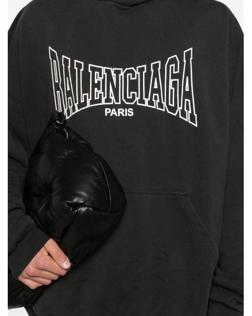 Balenciaga Black Logo-Print Hoodie