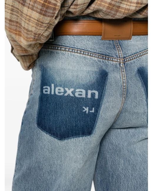 Alexander Wang Blue Logo-Detail Belt-Loop Jeans