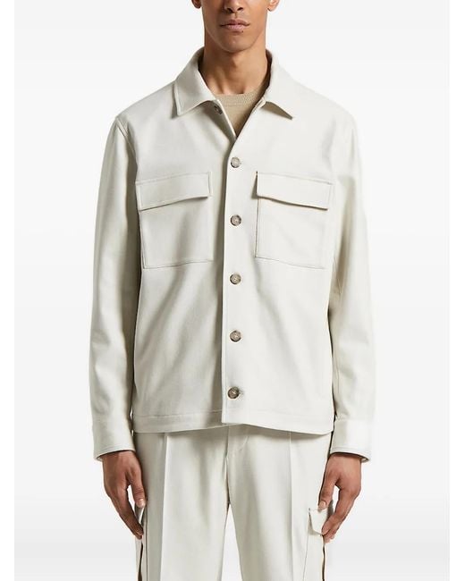Peserico Gray Double-Pocket Button-Front Jacket for men