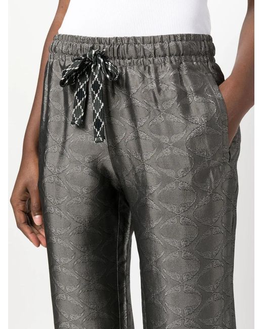 Zadig & Voltaire Gray Pomy Patterned-Jacquard Flared Trousers