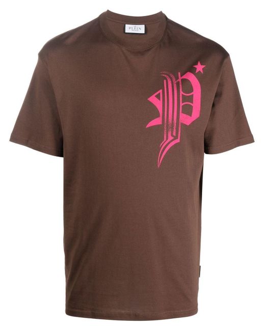 Philipp Plein T-shirt Met Doodskopprint in het Brown voor heren