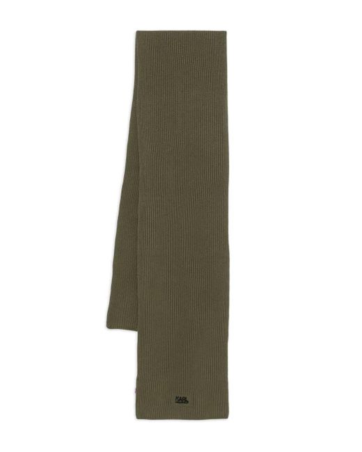 Karl Lagerfeld Green Ribbed Cotton Scarf for men