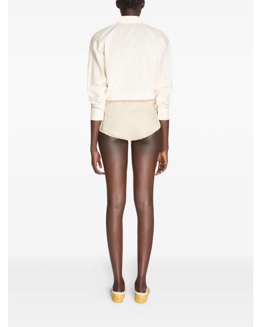 Dries Van Noten Natural Striped Micro Shorts