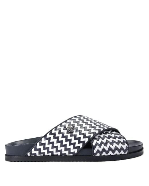 Kurt Geiger White Baron Chevron-Patterned Slide Sandals for men