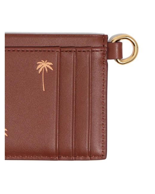 Bimba Y Lola Purple Palms Small Leather Card Holder
