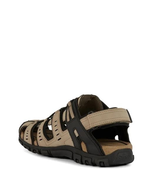 Geox Black Strada Cut-Out Touch-Strap Sandals for men