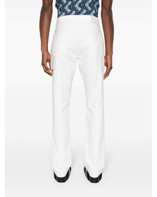 Etro White Pattern-jacquard Straight-leg Jeans for men