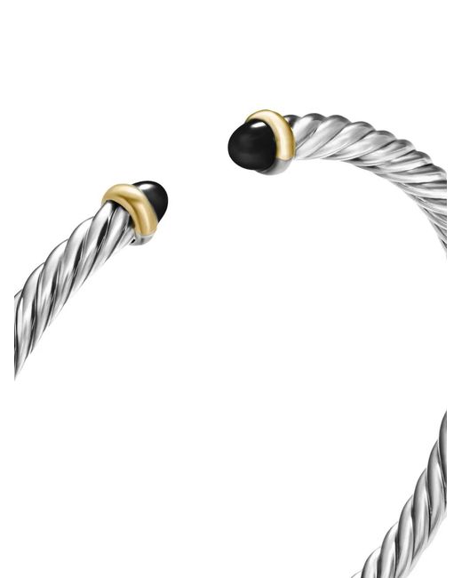David Yurman White 14Kt And Sterling Cable Flex Bracelet (4Mm)