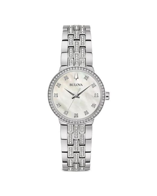 Bulova White Round-Frame 27Mm Watch