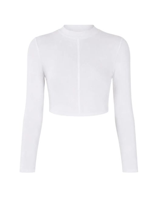 Artemis DiCiero White Haut Crop À Manches Longues