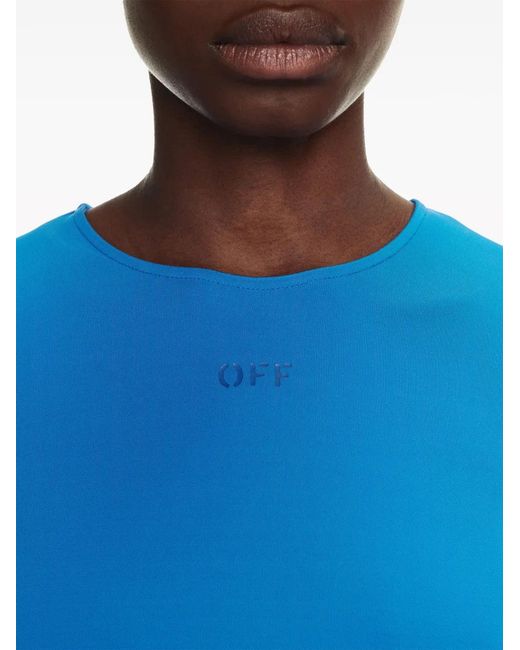 Off-White c/o Virgil Abloh Blue Logo-Print Draped Top
