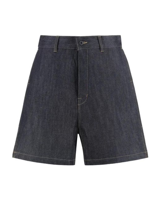 メンズ Rick Owens コントラストステッチ ショートパンツ Blue