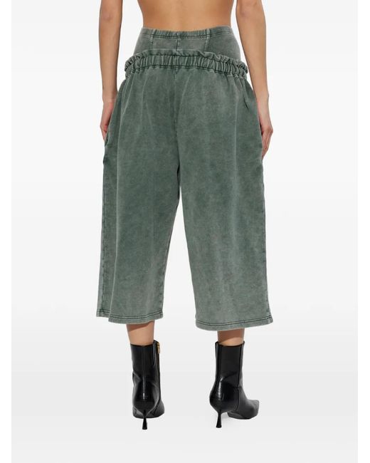 KNWLS Green Drawstring-Fastening Ruffled Track Pants