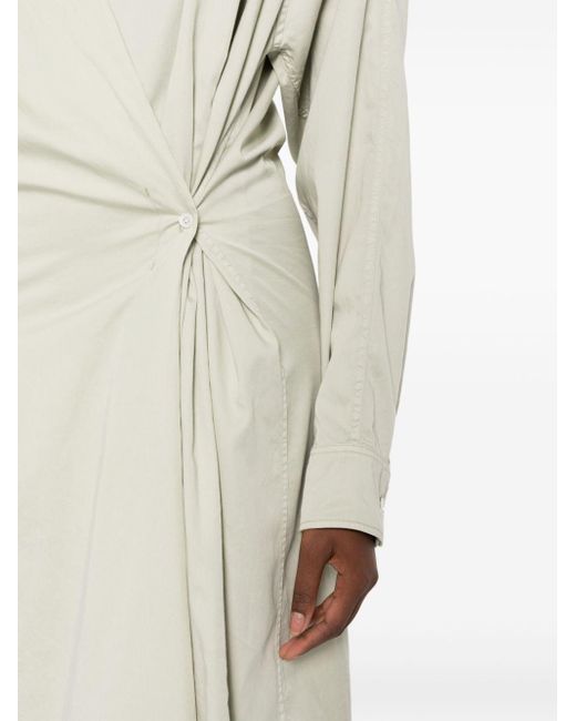 Lemaire White Neutral Asymmetric Cotton Midi Dress