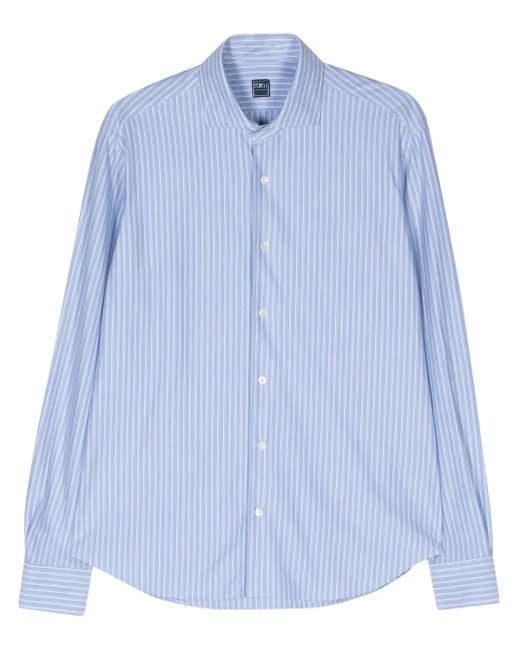 Fedeli Blue Striped Jersey Shirt for men