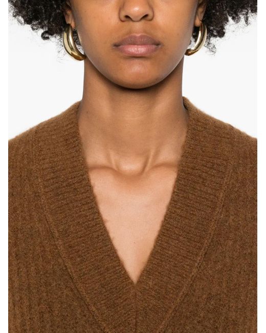 Marc O' Polo Brown V-Neck Wool-Blend Vest