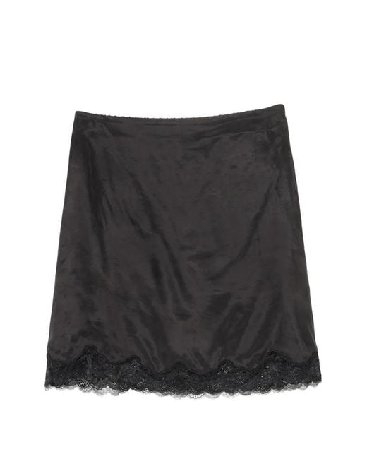 Bimba Y Lola Black Washed Lace Miniskirt