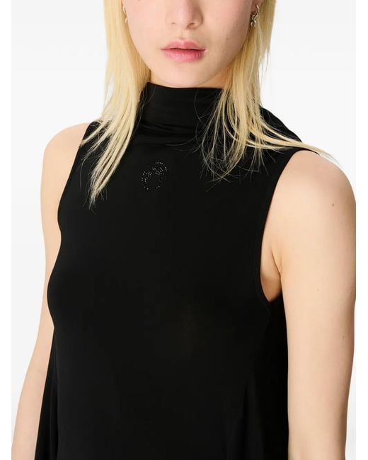 MARINE SERRE Black Draped Open-Back Dress