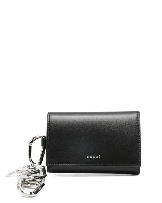 Sacai Black Carabiner-Detail Trifold Wallet