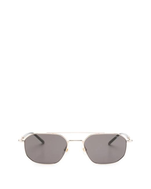 Montblanc White Geometric-Frame Double-Bridge Sunglasses