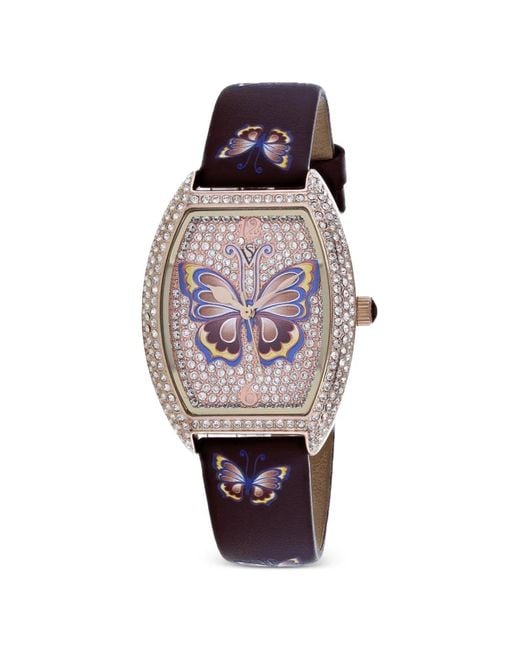 Christian Van Sant Pink Papillon Crystal 36Mm Watch
