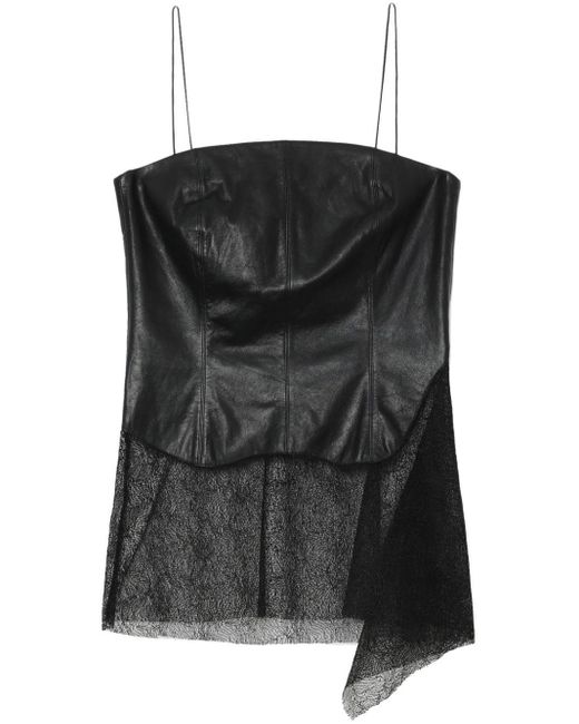 Sheer leather top di Helmut Lang in Black