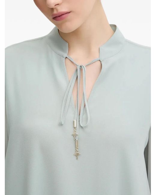 Joop! Blue Tie-Neck Long-Sleeve Mini Dress