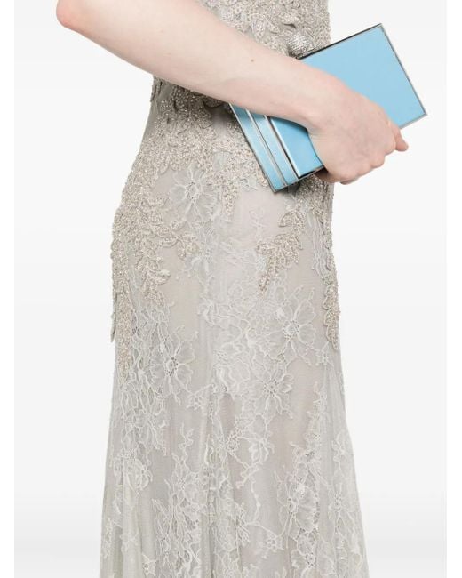 Costarellos White Lace-Embellished Sleeveless Maxi Dress