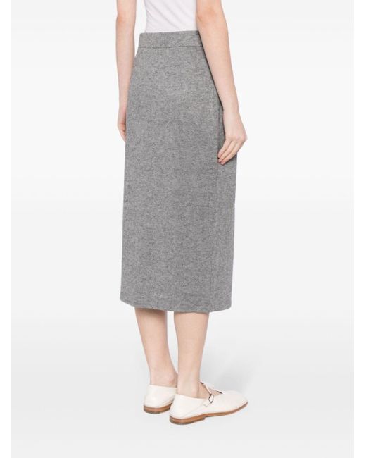 Vince Gray Cozy Knitted Midi Skirt