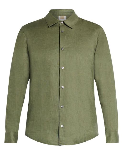 CHE Green Long-sleeve Linen Shirt for men