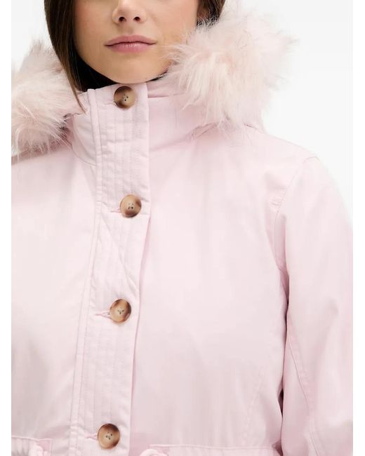 Hollister Pink Faux-Fur Hooded Coat