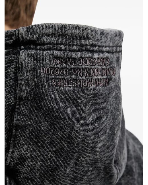 Alpha Industries Black Acid-Wash Logo-Patch Hoodie