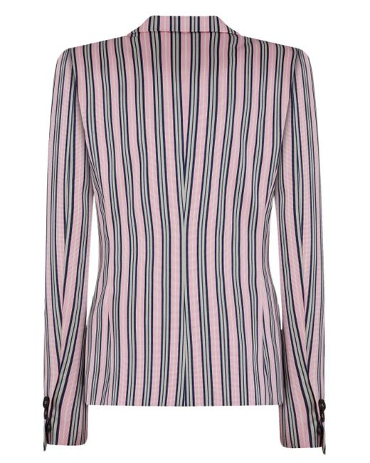 DSquared² Pink Logo-Patch Striped Blazer