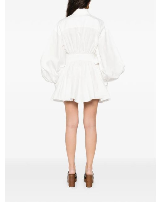 Zimmermann White Robe Courte À Taille Nouée