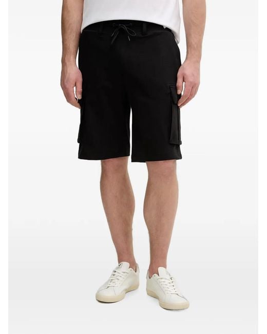 Aeronautica Militare Black Logo-Embroidered Cargo Shorts for men