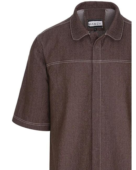Hamza Brown Six Denim Shirt for men