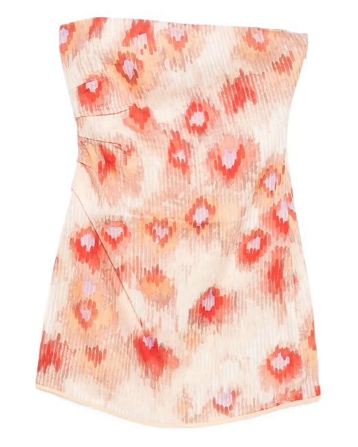 Sir Pink Schulterfreies Fiorella Minikleid mit Blumen-Print