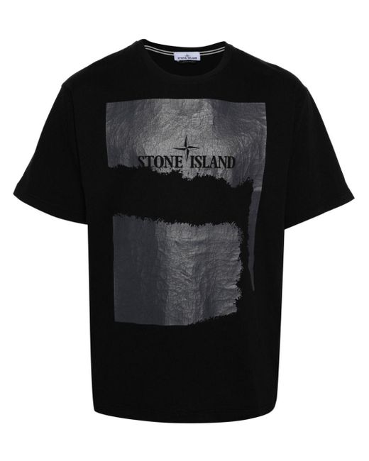 Camiseta Scratched Paint Two Stone Island de hombre de color Black