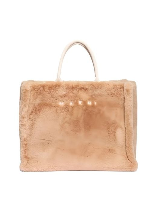 Marni Natural Faux-Fur Tote Bag