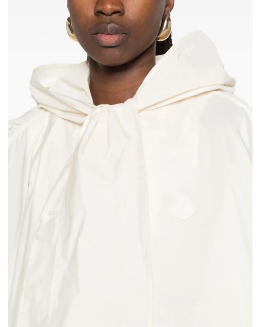 Moncler White Hooded Cape