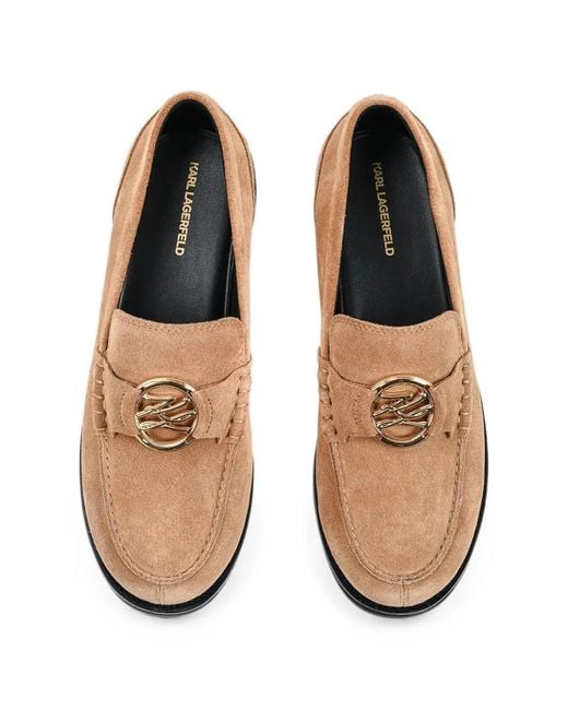 Karl Lagerfeld White Logo-Plaque Suede Loafers