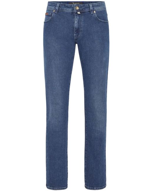 メンズ Billionaire ロゴパッチ ストレートジーンズ Blue