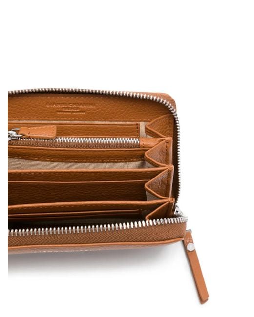 Gianni Chiarini Brown Grained-Leather Zip-Around Wallet