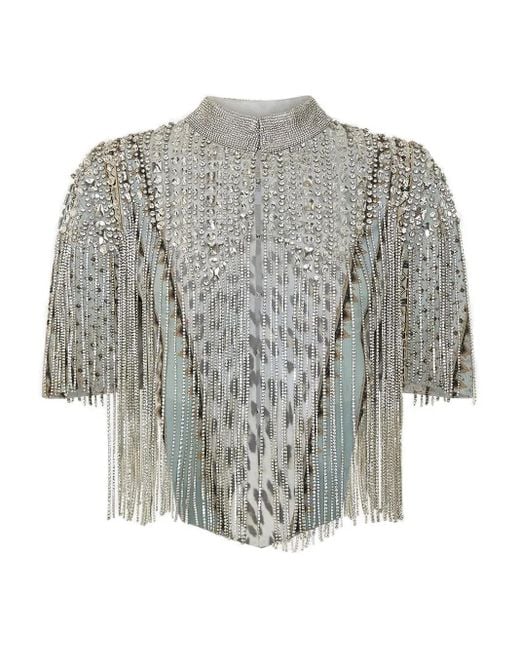 Camilla Top Met Franje En Kralen in het Gray