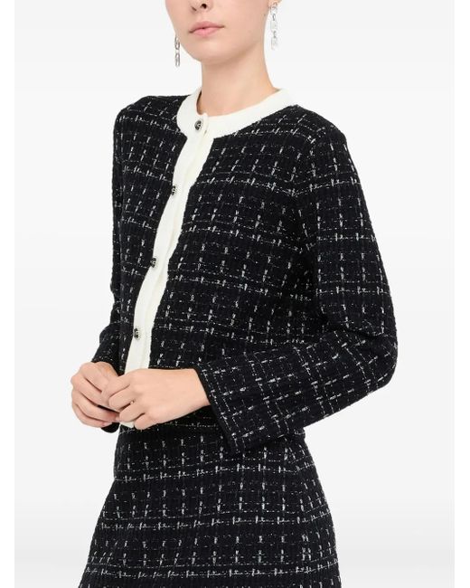 Liu Jo Black Tweed-Jacke mit rundem Ausschnitt