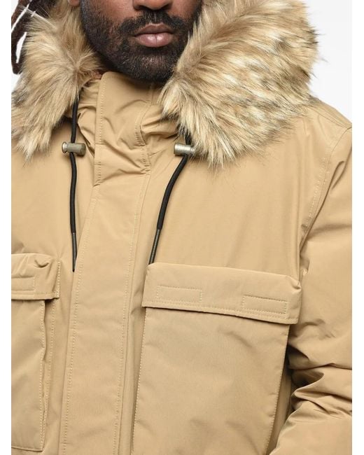 DIESEL Natural Padded Parka Milow With Faux-Fur Detail for men